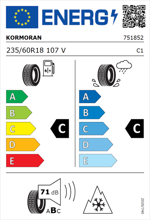 Tyre Label for Kormoran SUV Summer 235/60R18 107V