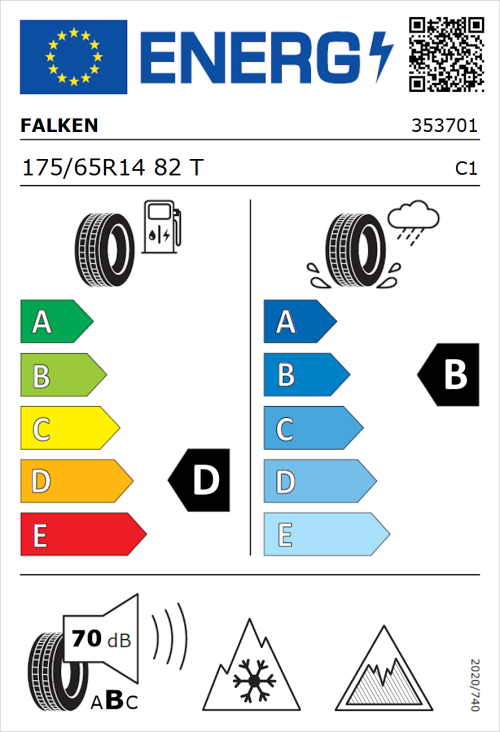 Tyre Label for Falken Eurowinter HS02 175/65R14 82T
