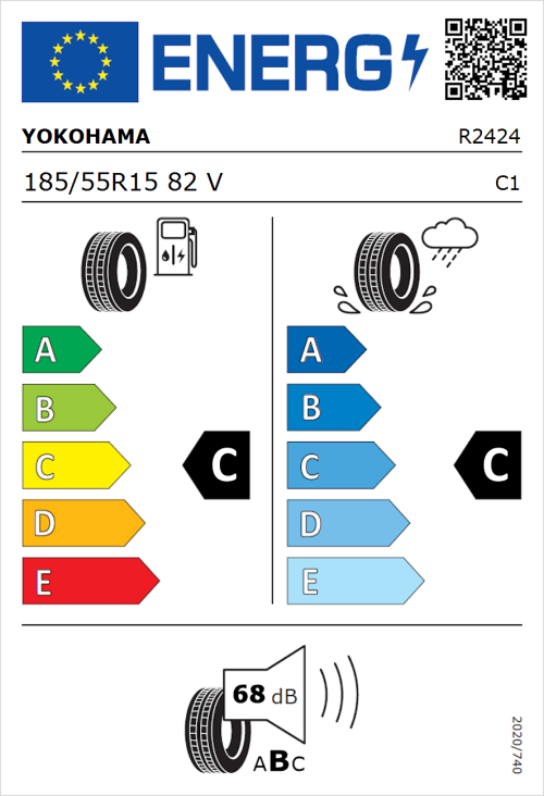 Tyre Label for Yokohama BluEarth-Es ES32 185/55R15 82V